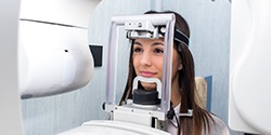 woman getting a CT scan of her mouth and jaw