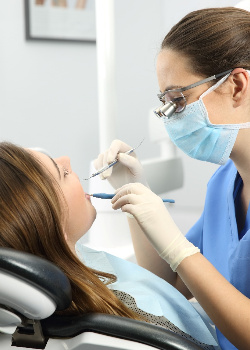 Young woman undergoing dental exam