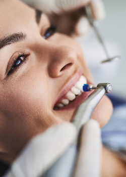 Woman smiling at the dentist