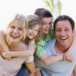 A smiling family.