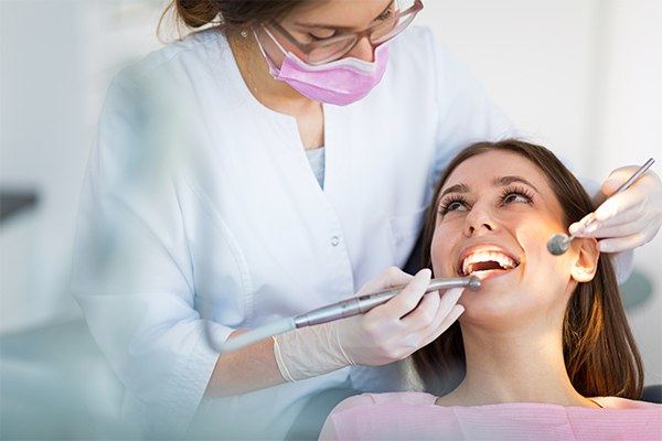 woman having teeth checked