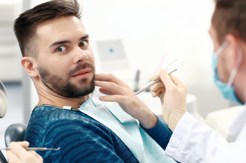 man with dental fear in Denton