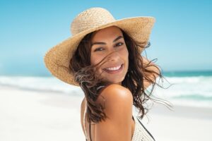 Woman smiling during her summer vacation